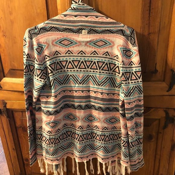 Billabong Boho Tribal Aztec Lightweight Knit Cardigan Wrap in EUC - Picture 3 of 5